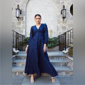 New Abbey Glass Brooke Gown size Small in Navy Organza